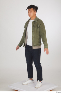 Yoshinaga Kuri blue jeans brown sweater casual dressed khaki jacket…